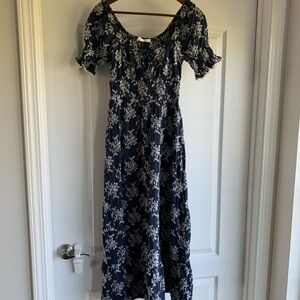 Altar’d state Floral Navy peasant Blue Dress size XS